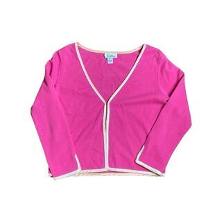 Y2K Lilly Pulitzer Cropped Cashmere Cardigan Hot pink XS